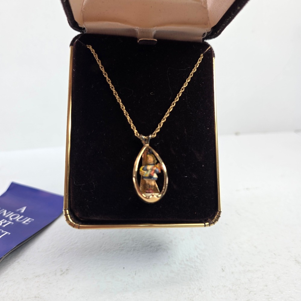 Goebel Hummel Olszewski Miniature Gold Vermeil Cage What Now Pendant Necklace - Picture 2 of 8